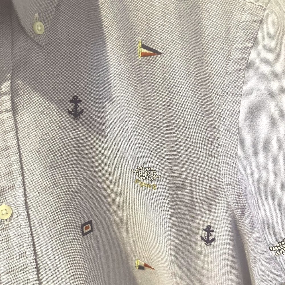 Ralph Lauren Shirt Mens Med Short Sleeve SS Nautical Sport Button Shirt Rope Anc
